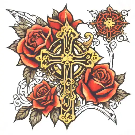 Strohm carpenter strong fearless cross incorporated tattoo design idea