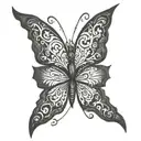 dark gothic butterfly wings tattoo design idea
