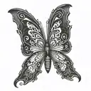 dark gothic butterfly wings tattoo design idea