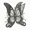 dark gothic butterfly wings tattoo design idea