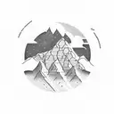 Teton Range in the style of J R R Tolkein tattoo design idea