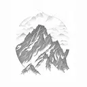 Teton Range in the style of J R R Tolkein tattoo design idea