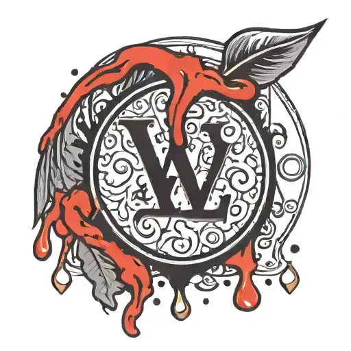 louis vuitton logo dripping blood tattoo design idea