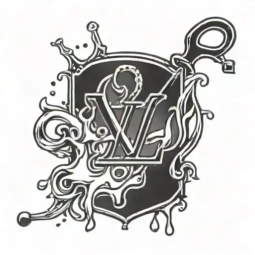 louis vuitton logo dripping blood tattoo design idea