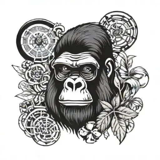 A gorilla who smokes and wears smoked glasses tattoo design idea