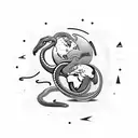A snake coiled around a globe with various landmarks representing different countries tattoo design idea
