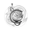 A snake coiled around a globe with various landmarks representing different countries tattoo design idea