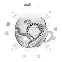 A snake coiled around a globe with various landmarks representing different countries tattoo design idea