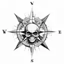 Compass with skull  tattoo design idea