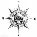 Compass with skull  tattoo design idea