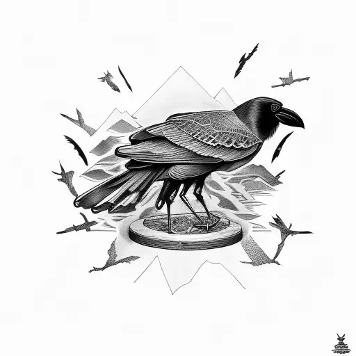 crows coming out of something that represents mental illness tattoo design idea