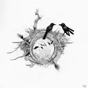 many crows coming out of chaos  tattoo design idea