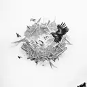 many crows coming out of chaos  tattoo design idea