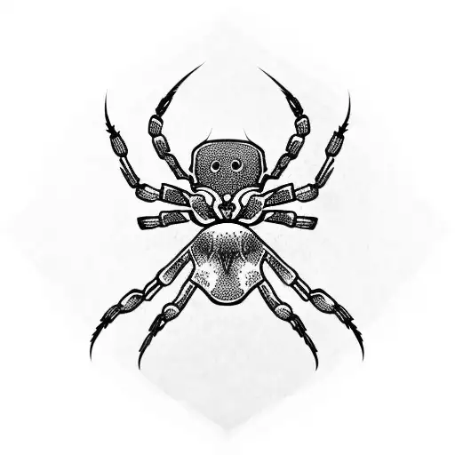 spider and skull  tattoo design idea