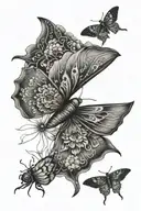 moth mandala flowers growing tattoo design idea