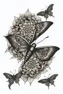 moth mandala flowers growing tattoo design idea