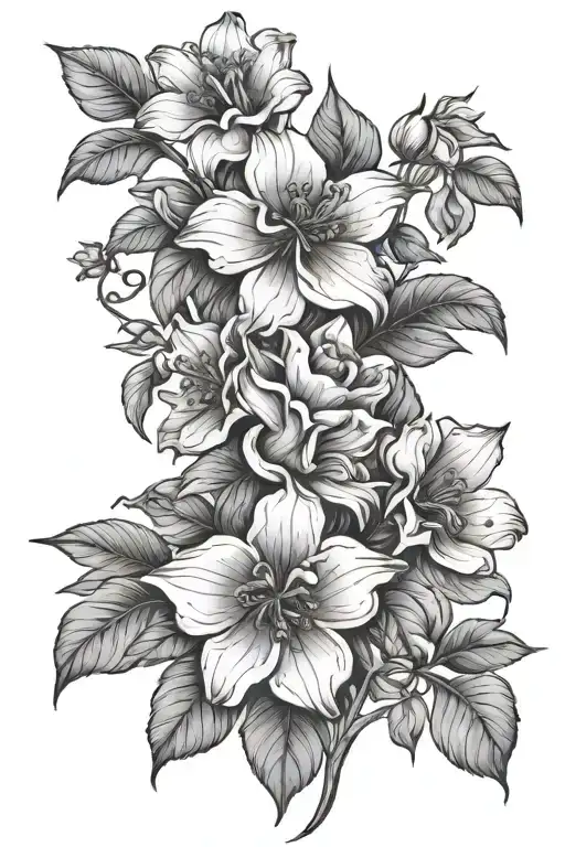 blooming flowers an plants that climb tattoo design idea
