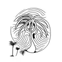 fishing hooks, hearts and palm tree tattoo design idea