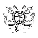 fishing hooks, hearts and palm tree tattoo design idea