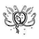 fishing hooks, hearts and palm tree tattoo design idea