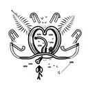 fishing hooks, hearts and palm tree tattoo design idea