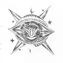 tibal turtle with 3 stars, a sun and a fern tattoo design idea