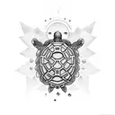 turtle with 3 stars, a sun and a fern tattoo design idea