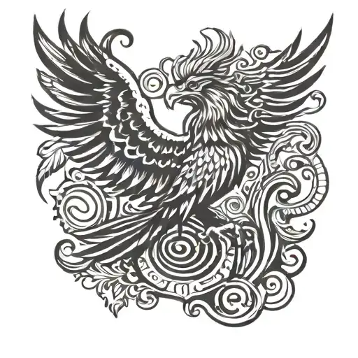 sigma male symbol pheonix rising tattoo design idea