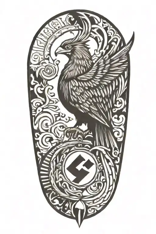sigma male symbol pheonix rising tattoo design idea