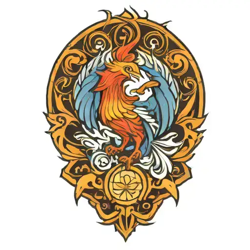 sigma male symbol pheonix rising tattoo design idea