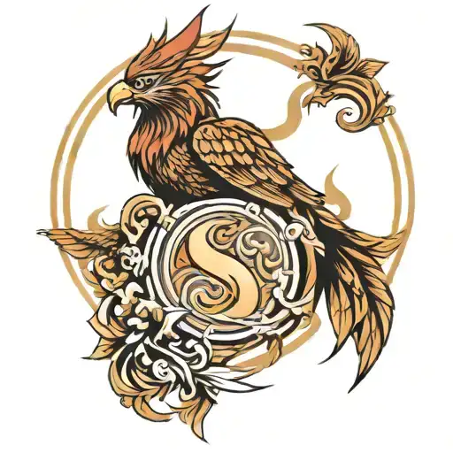 sigma male symbol, pheonix rising tattoo design idea