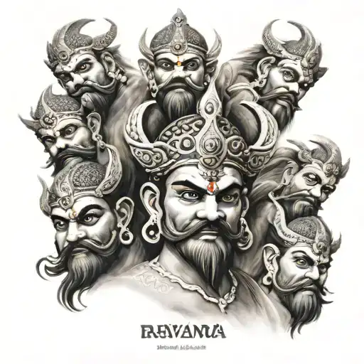 ten headed ravana ten heads tattoo design idea