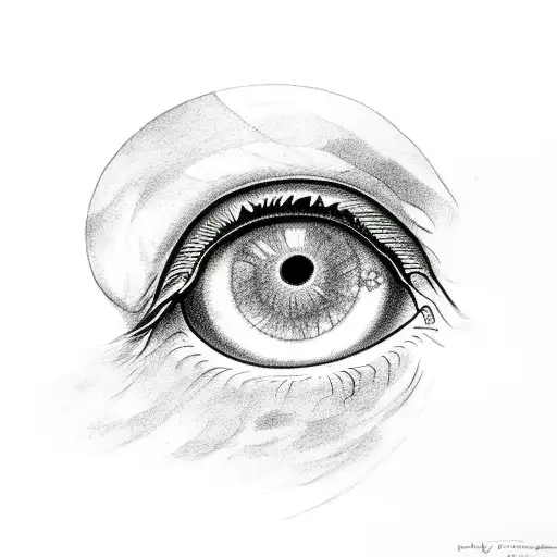 eye with storm cloud tattoo design idea