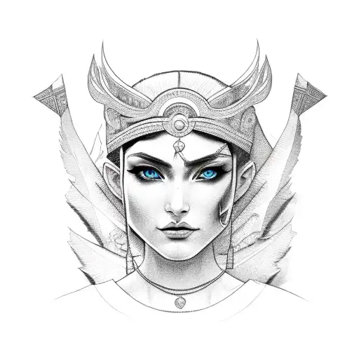 Goddess moraine with sickle tattoo design idea