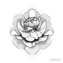 peony with stem and leaves tattoo design idea