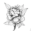 peony with stem and leaves tattoo design idea