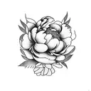 peony with stem and leaves tattoo design idea