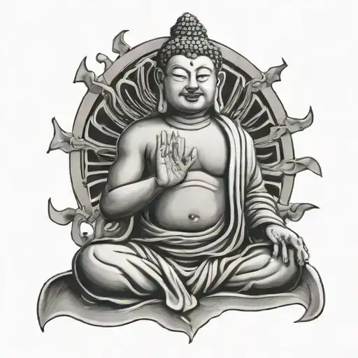 budha playing sports tattoo design idea