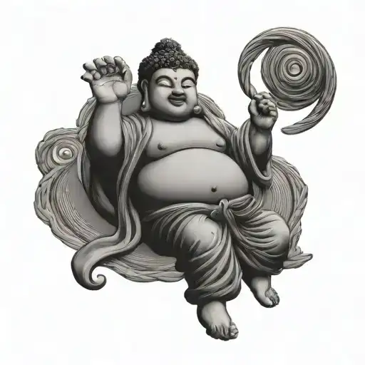 budha rope skipping tattoo design idea