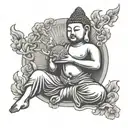 budha playing sports tattoo design idea