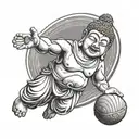 budha playing sports tattoo design idea