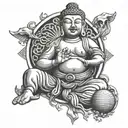 budha playing sports tattoo design idea