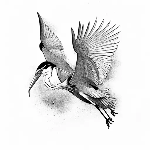 heron flying away tattoo design idea