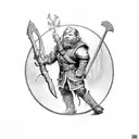 dwarf with axe mounted on boar with armor tattoo design idea