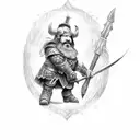 dwarf with axe mounted on boar with armor tattoo design idea