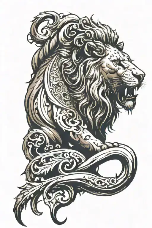 lion with open mouth tattoo design idea
