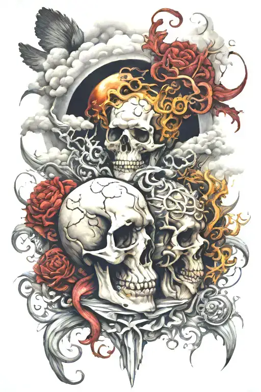 heaven and hell portrayed tattoo design idea