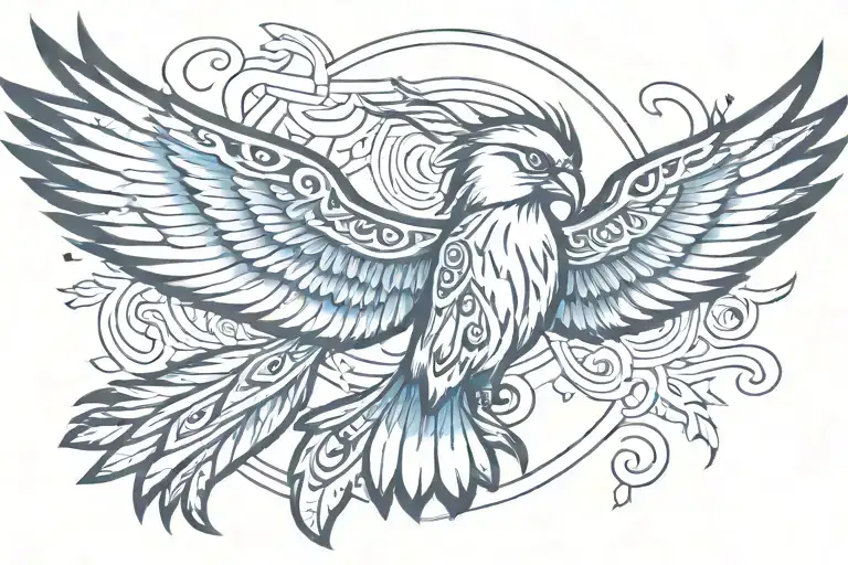 Native american thunderbird flying tattoo design idea