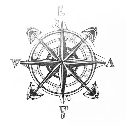 moral compass with nautical theme tattoo design idea