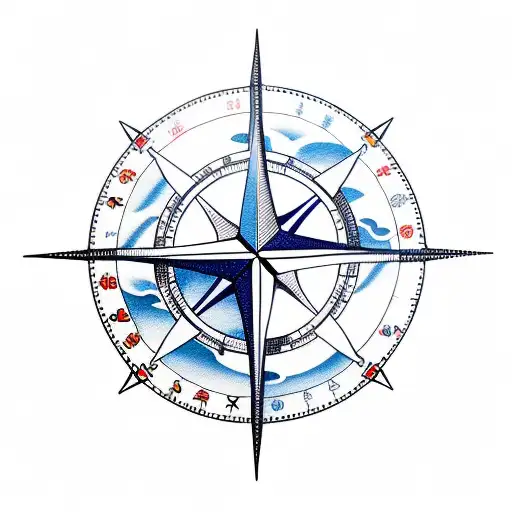 moral compass with nautical theme tattoo design idea